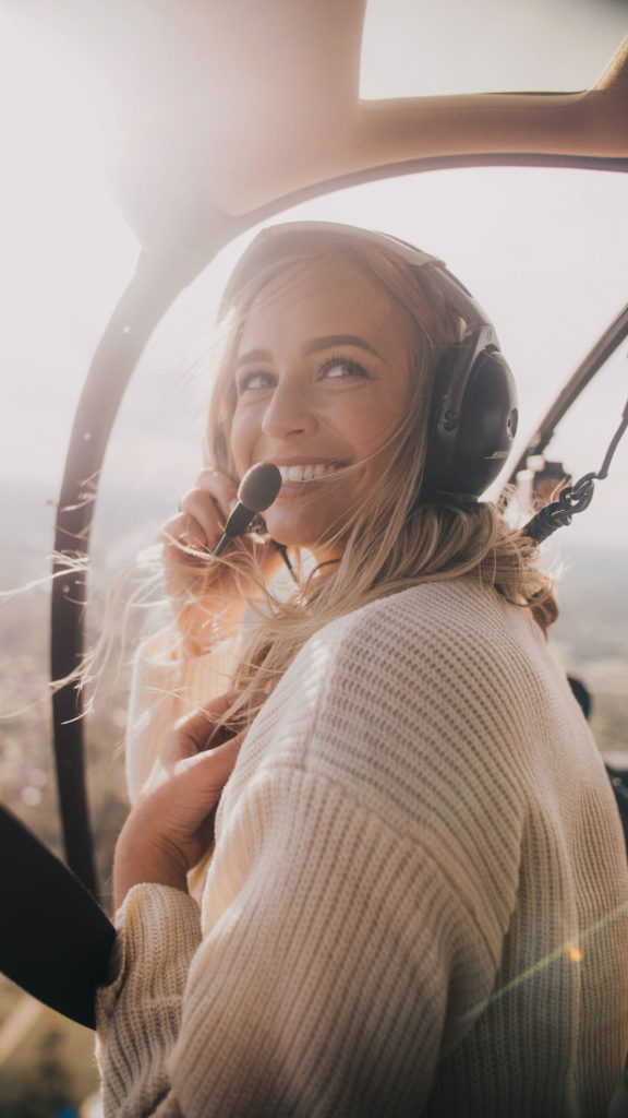 Lady in helicopter Miller Deluxe Tour